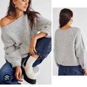 FREE PEOPLE Carter cable knit sweater crewneck pullover balloon XS slouchy S M L